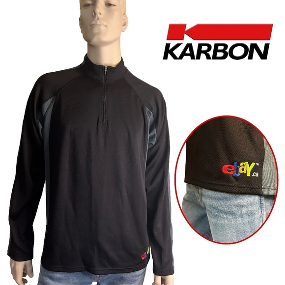 KARBON Fitness Athletic Jacket Embroidered ebay logo Quarter Zip Y2K NWT RARE - Picture 1 of 16